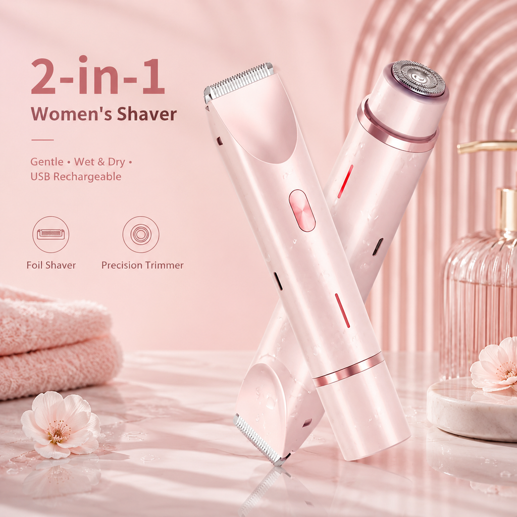 AngelSkin DuoTrim 2-in-1 Women’s Shaver for Sensitive Skin
