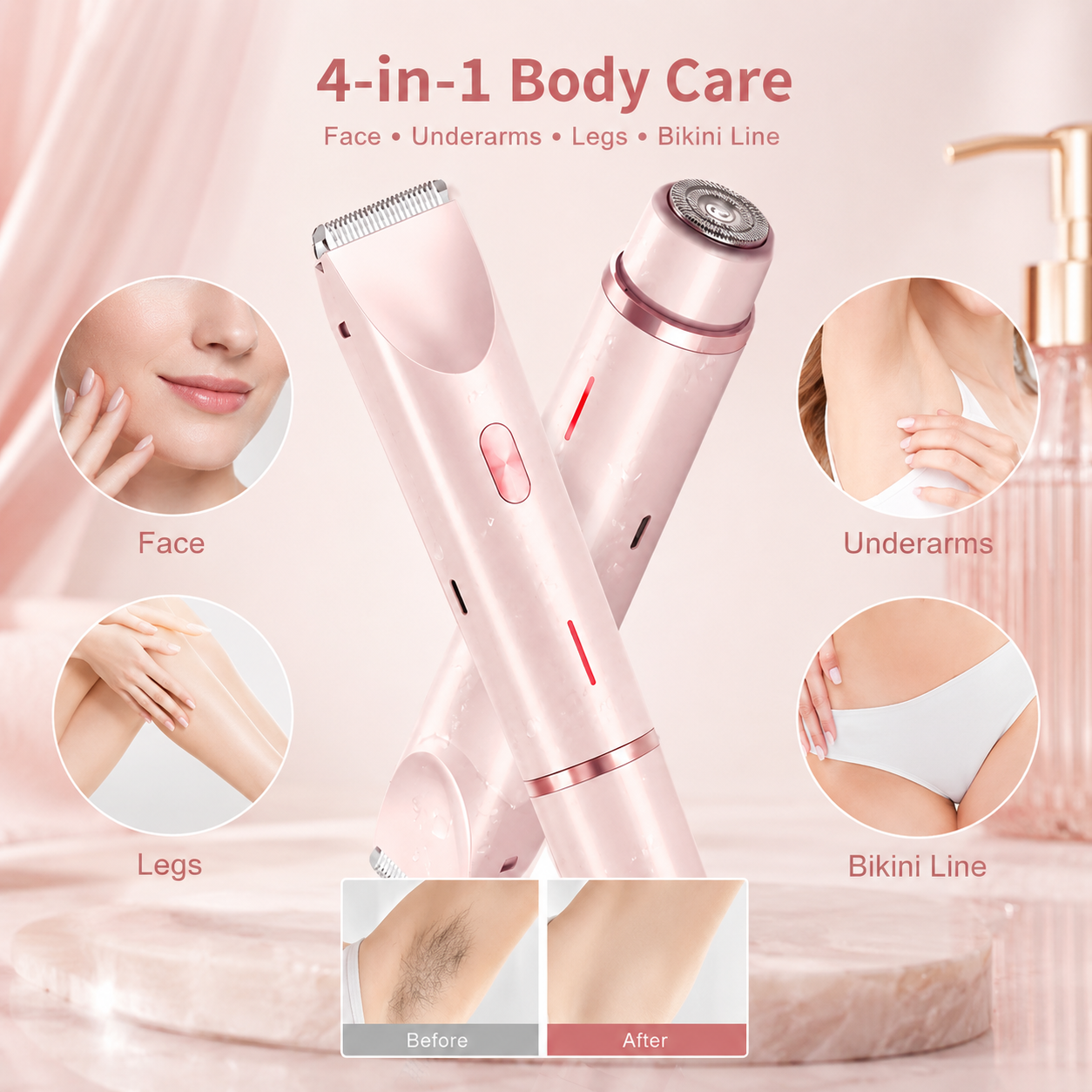 AngelSkin DuoTrim 2-in-1 Women’s Shaver for Sensitive Skin